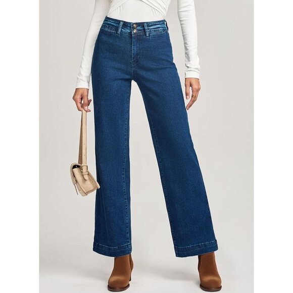 Women Wide Leg Jeans High Waisted Denim Pants Loose Trendy 2025 - Picture 7 of 7